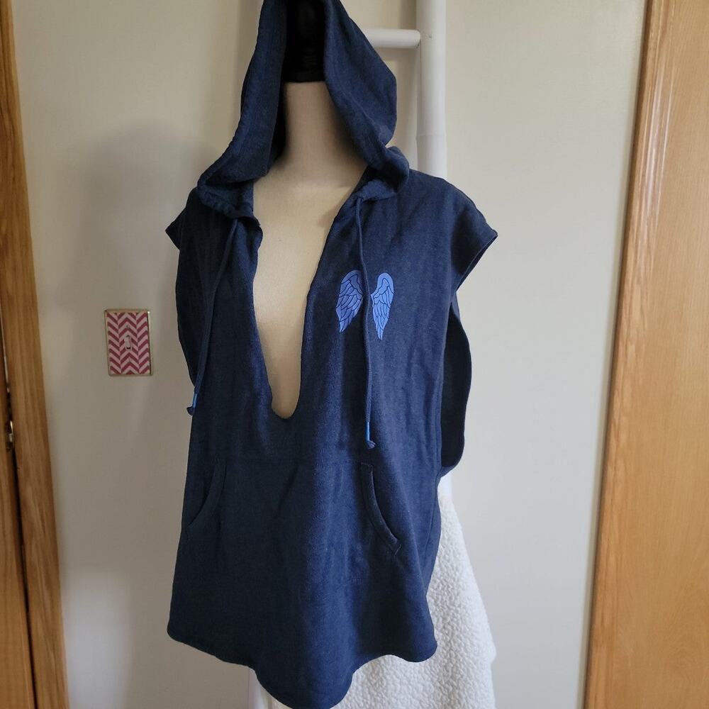 Victoria's Secret Cut Off Hoodie Blue Size L